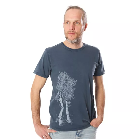 Life-Tree Birke férfi póló, stone washed blue, XL.