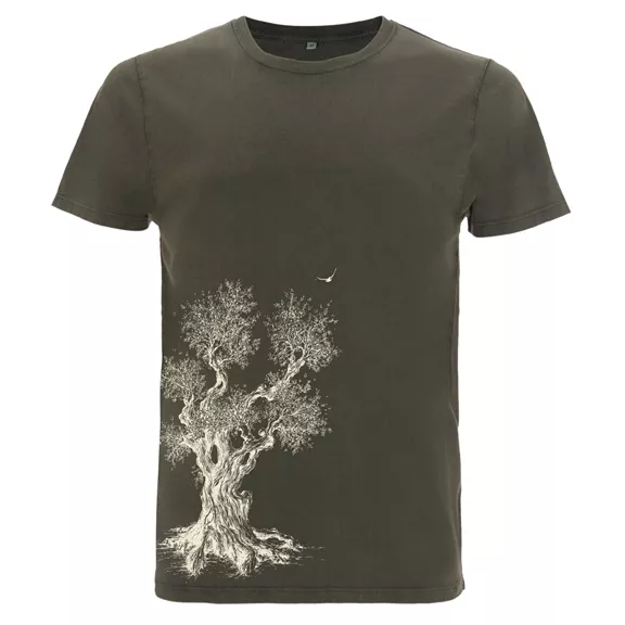 Life-Tree Olive Tree férfi póló, stone washed green, XL.