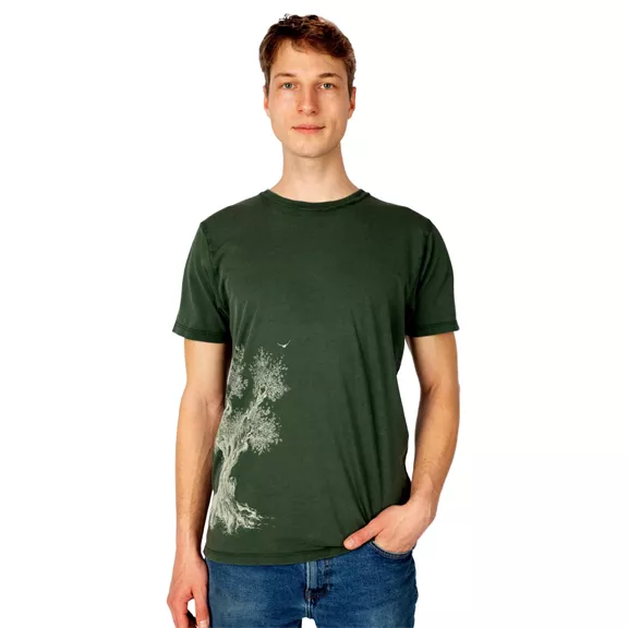 Life-Tree Olive Tree férfi póló, stone washed green, XL.