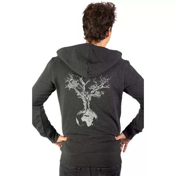 Life-Tree Weltenbaum kapucnis pulóver, heather grey, XL.