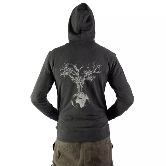 Life-Tree Weltenbaum kapucnis pulóver, heather grey, XL.