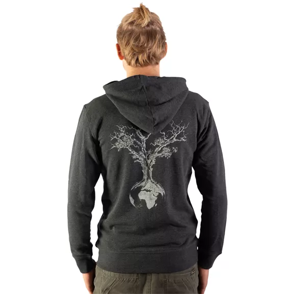 Life-Tree Weltenbaum kapucnis pulóver, heather grey, XL.