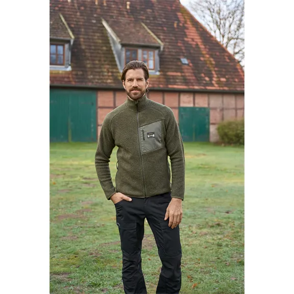 Lundhags Flok Wool MS Pile férfi polár dzseki, forest green, S.