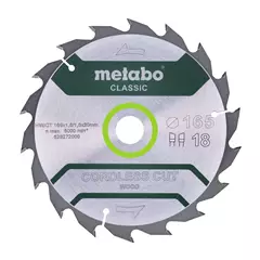 METABO Fűrészlap "cordless cut wood - classic", 165x20 Z18 WZ 20°