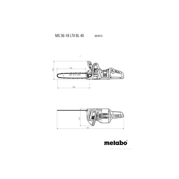 METABO MS 36-18 LTX BL 40 (601613850) Akkus láncfűrész METABO MS 36-18 LTX BL 40 (601613850) Akkus láncfűrész