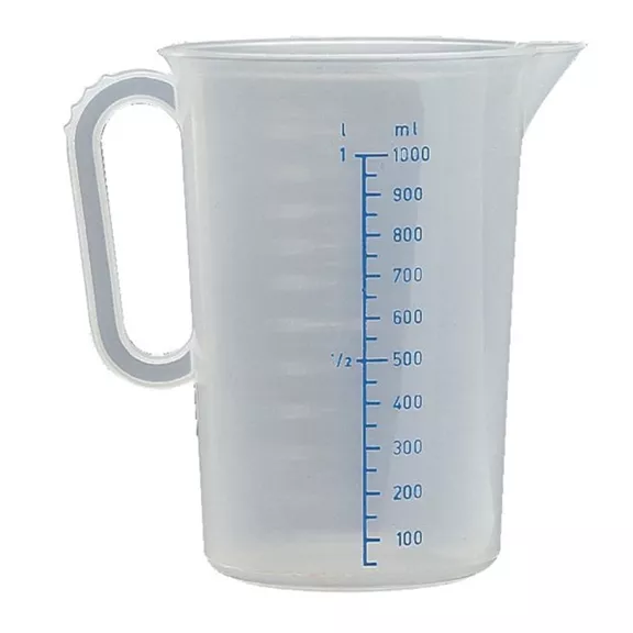 Mérőedény 1000 ml, polietilén, kék felirat
