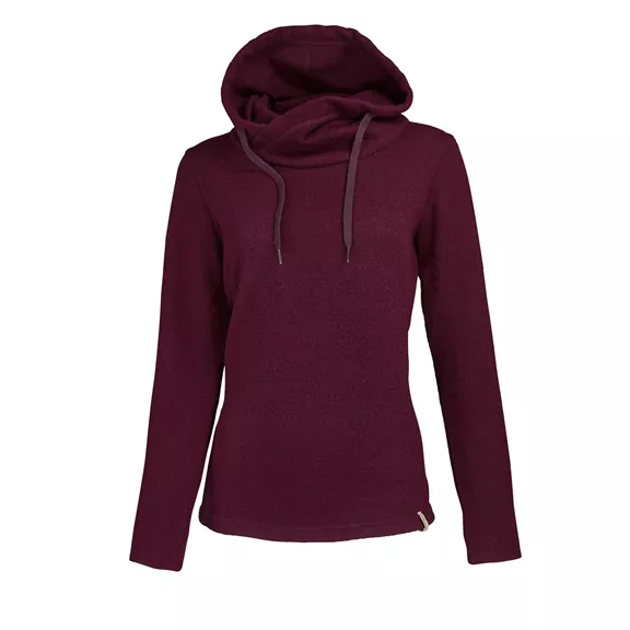 Mufflon Kusa női kapucnis gyapjú pulóver, berry, XL. Mufflon Kusa női kapucnis gyapjú pulóver, berry, XL.