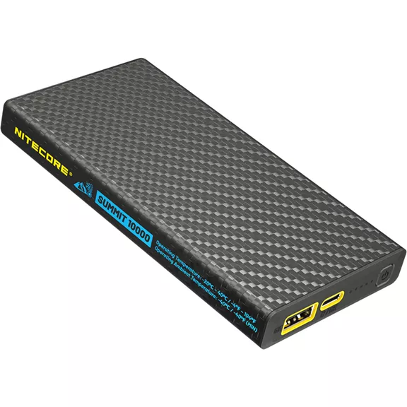 Nitecore Summit 10000 mAh powerbank, Méret: 125,5 x 63,5 x 14,5 mm. Súly: 172 g.