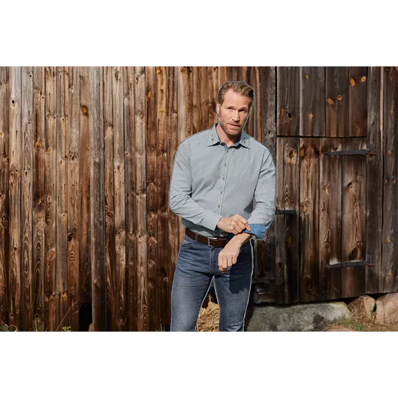 OS-Trachten Slim Fit hosszú ujjú ing, sötétzöld, 45/46