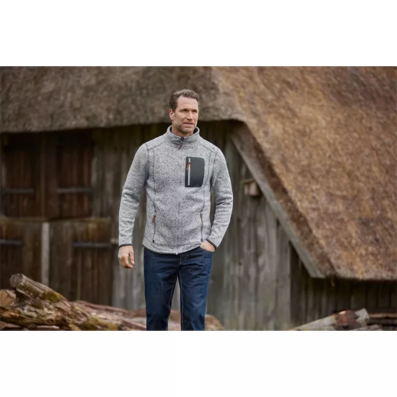 OS-Trachten férfi kötött fleece kabát, mittelgrau, S