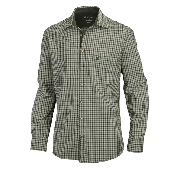OS Trachten Slim Fit h.ujjú ing, olív, 45/46