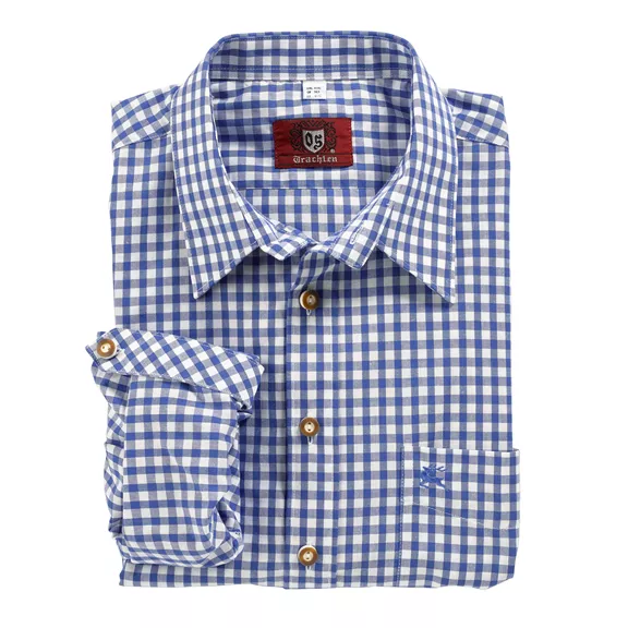 OS Trachten h.ujjú ing, mittelblau, 45