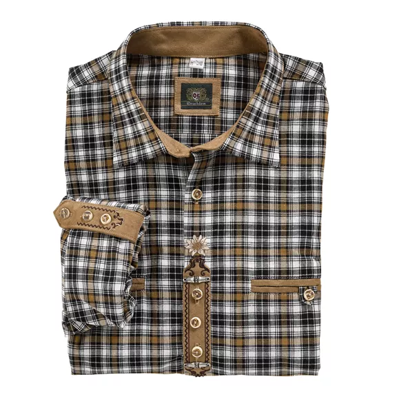 OS Trachten h.ujjú ing, sötétbarna, 39/40