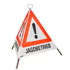 Összecsukható három oldalú figyelmeztető tábla 70 cm JAGDBETRIEB