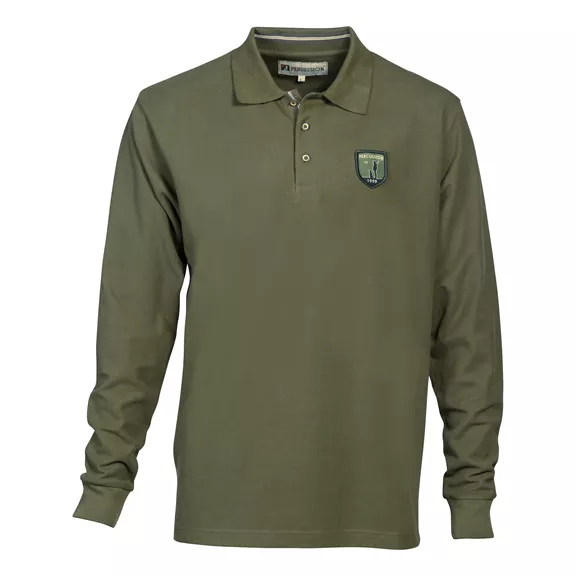 Percussion hosszú ujjú galléros férfi póló, oliv, M