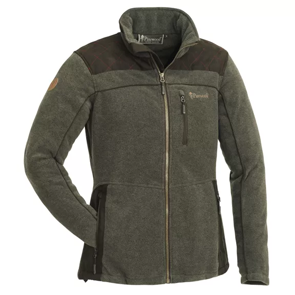 Pinewood Diana Exclusive Női Fleece Kabát, Olíva melanzs / Szarvasbarna, S Pinewood Diana Exclusive Női Fleece Kabát, Olíva melanzs / Szarvasbarna, S