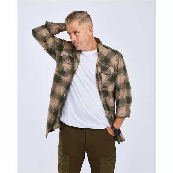 Pinewood Finnveden Forest férfi flanel ing – olívazöld/sötétzöld, L