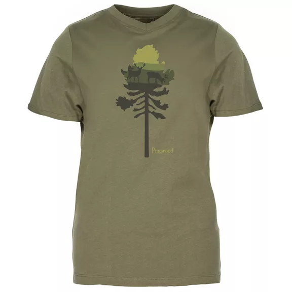 Pinewood Finnveden Recycled Outdoor női póló, Olive Mel Pine Tree, XL