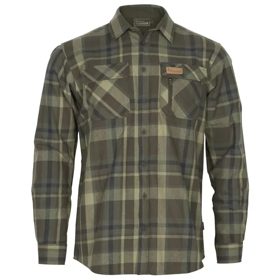 Pinewood Lappland Rough Flannel férfi hosszú ujjú ing, Green/Brown, M