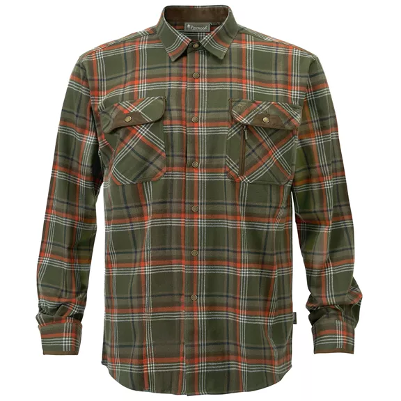 Pinewood Prestwick Exklusiv hosszú ujjú férfi ing, Green-burned orange, M