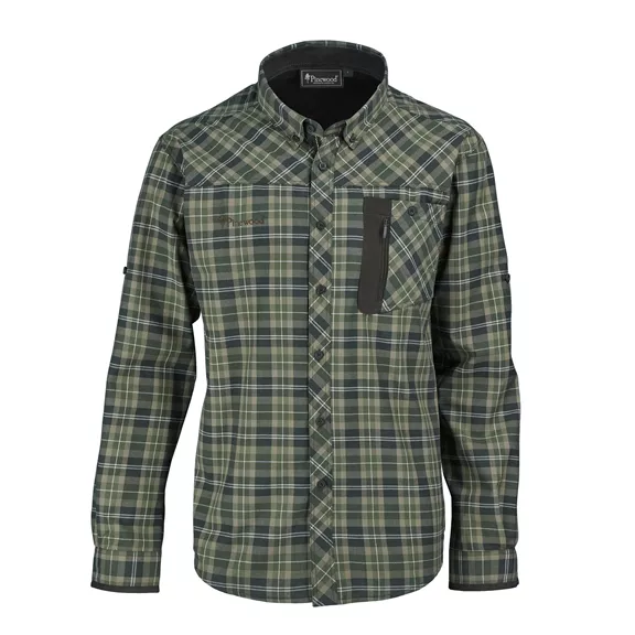 Pinewood Wolf hosszú ujjú férfi ing, Mid Green/Dark Green, S