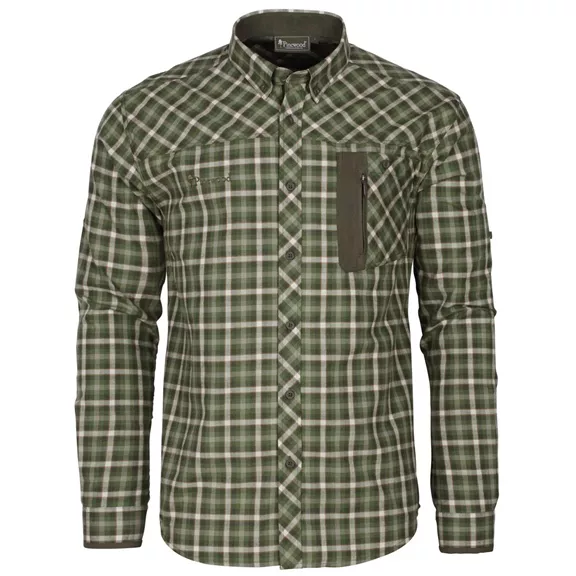 Pinewood Wolf hosszú ujjú férfi ing, PineGreen/Offwhite, L