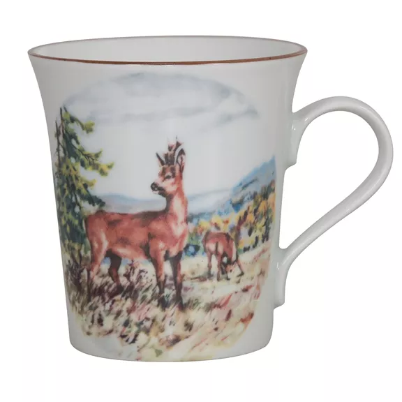Porcelán bögre, őz motívummal
