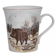Porcelán bögre, vaddisznó motívummal