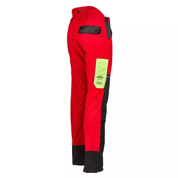 Profiforest Flex vágásbetétes deréknadrág, piros-neonsárga, 3XL + 7 cm.