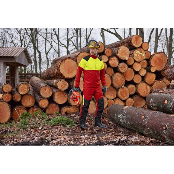 Profiforest Flex vágásbetétes deréknadrág, piros-neonsárga, M.