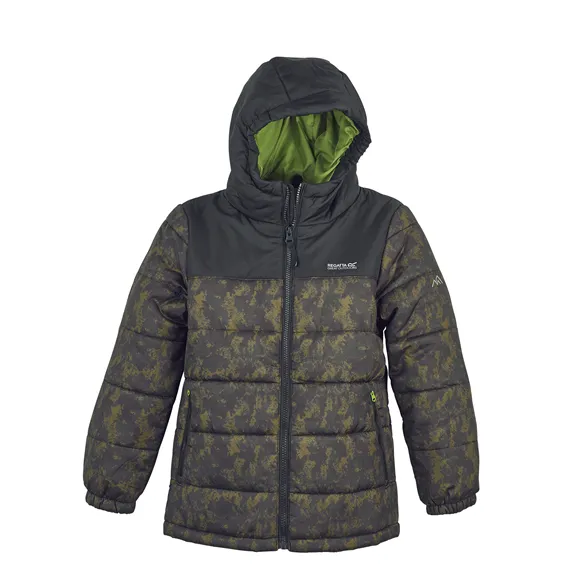 Regatta Lofthouse kapucnis, steppelt gyerek kabát, black-distress camo, 176.