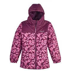 Regatta Lofthouse kapucnis, steppelt gyerek kabát, fig-violet leopard, 116.