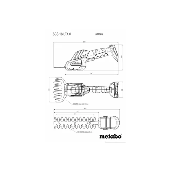 METABO SGS 18 LTX Q (601609840) Akkus bokor- és fűnyíró olló