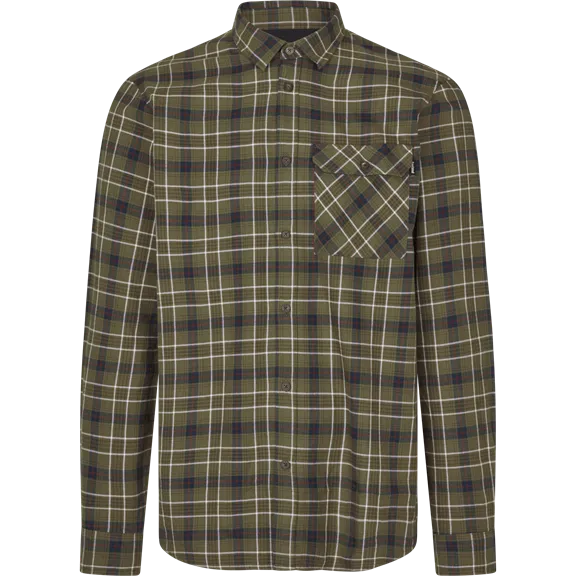 Seeland Glen férfi hosszú ujjú flanel ing, Grape Leaf-Dark Navy Check, 3XL