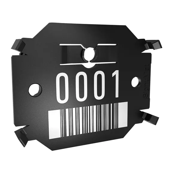 Signumat Arbo-Tag jelölőlapka, ACÉL, fekete (Barcode Black), egyedi felirat, 800 db