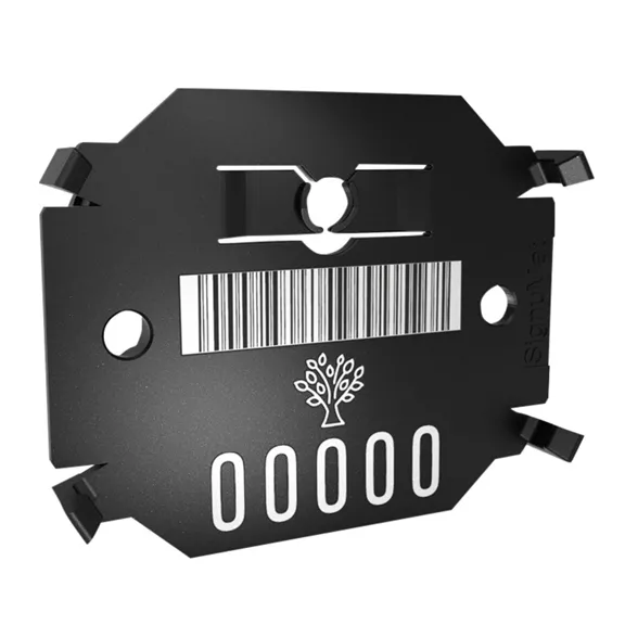Signumat Arbo-Tag jelölőlapka, ACÉL, fekete (Barcode Black), egyedi felirat, 800 db