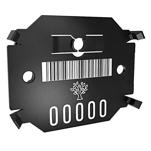 Signumat Arbo-Tag jelölőlapka, ACÉL, fekete +QR (Barcode Black), egyedi felirat, 800 db