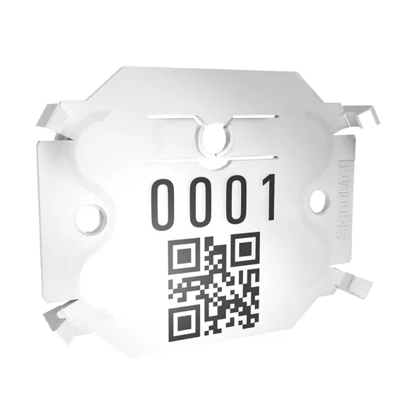 Signumat Arbo-Tag jelölőlapka, ALU, fehér +QR Resistant White, egyedi felirat, fehér 800 db