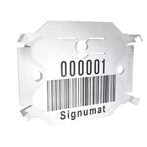 Signumat Arbo-Tag jelölőlapka, ALU, fehér +QR Resistant White, egyedi felirat, fehér 800 db