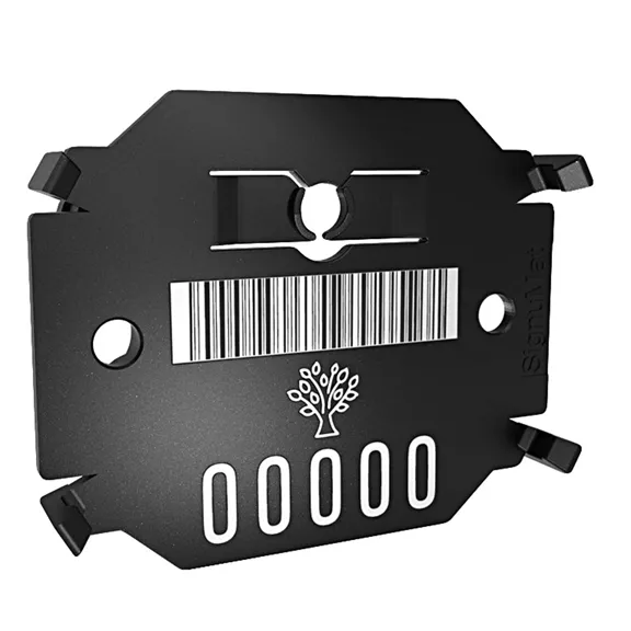 Signumat Arbo-Tag jelölőlapka, ALU, fekete +QR (Barcode Black), egyedi felirat, 800 db