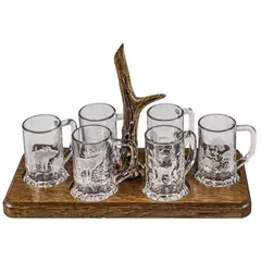 Snapszos tálca 6 db pohárral