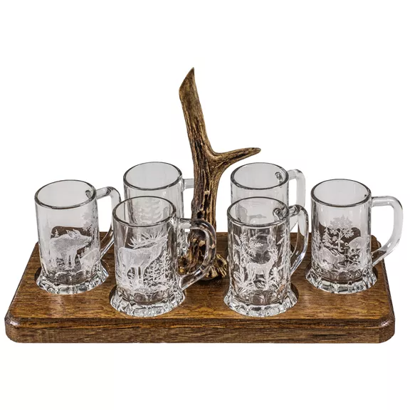 Snapszos tálca 6 db pohárral