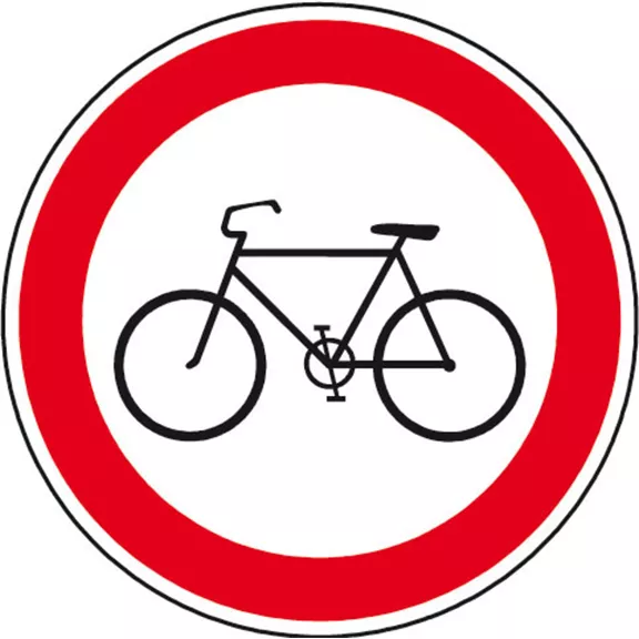 Tábla "Kerékpárral behajtani tilos"
