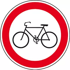 Tábla "Kerékpárral behajtani tilos"