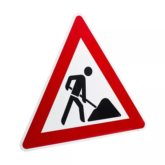 Tábla "Úton folyó munkák"