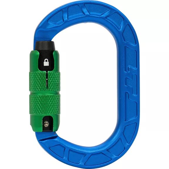 Teufelberger karaT Trilock karabiner, kék-zöld