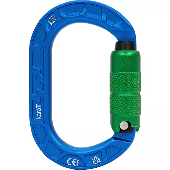 Teufelberger karaT Trilock karabiner, kék-zöld