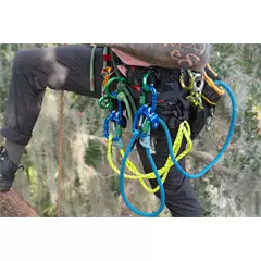Teufelberger karaT Trilock karabiner, kék-zöld