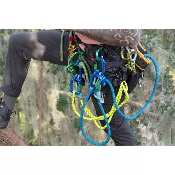Teufelberger karaT Trilock karabiner, kék-zöld