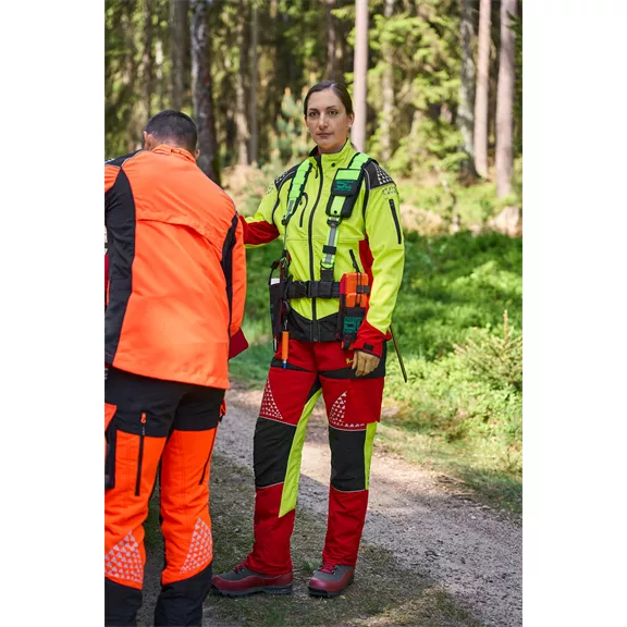 Timbermen Allround Lady női vágásvédelmi nadrág, rot-gelb, L + 5 cm.